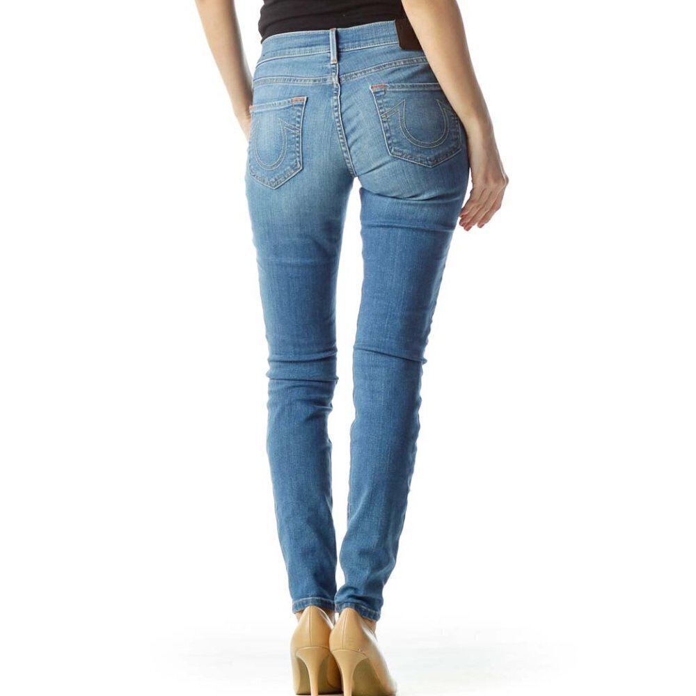 True Religion Brand Jeans Blue Medium-Wash Skinny Denim Jeans - Picture 3 of 3